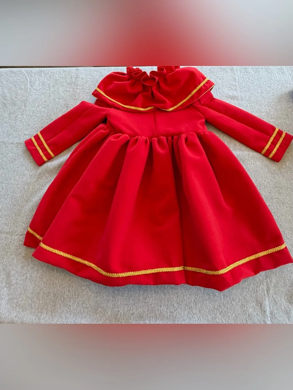 Red Girls' Nutcracker Coat with Gold Trim